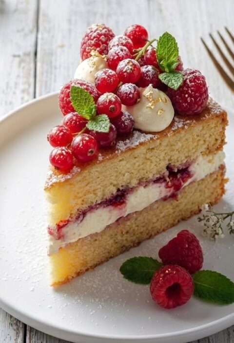 James Martin Victoria sponge cake with raspberries
