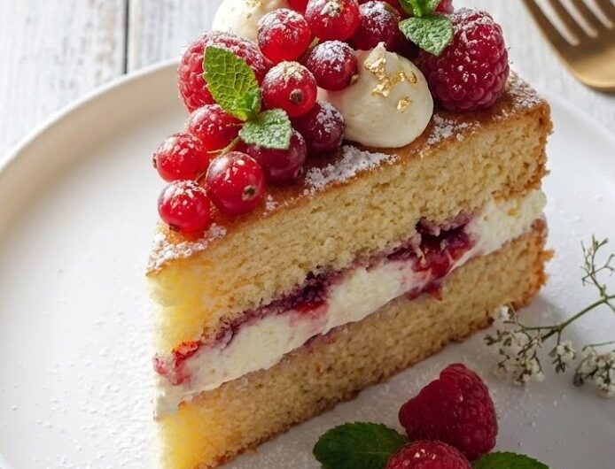 James Martin Victoria sponge cake with raspberries