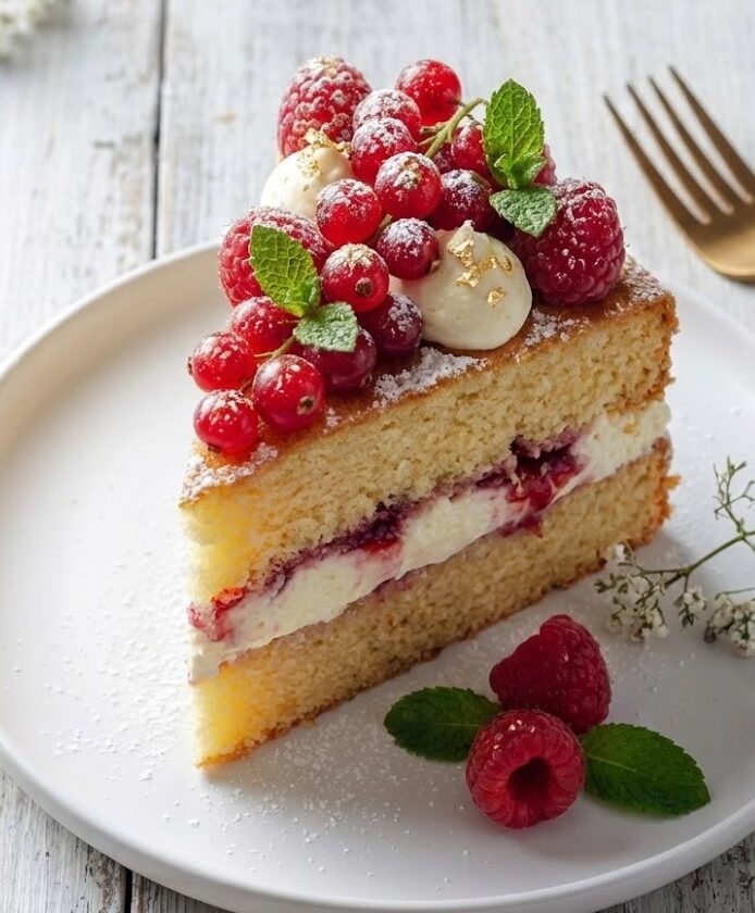 James Martin Victoria sponge cake with raspberries