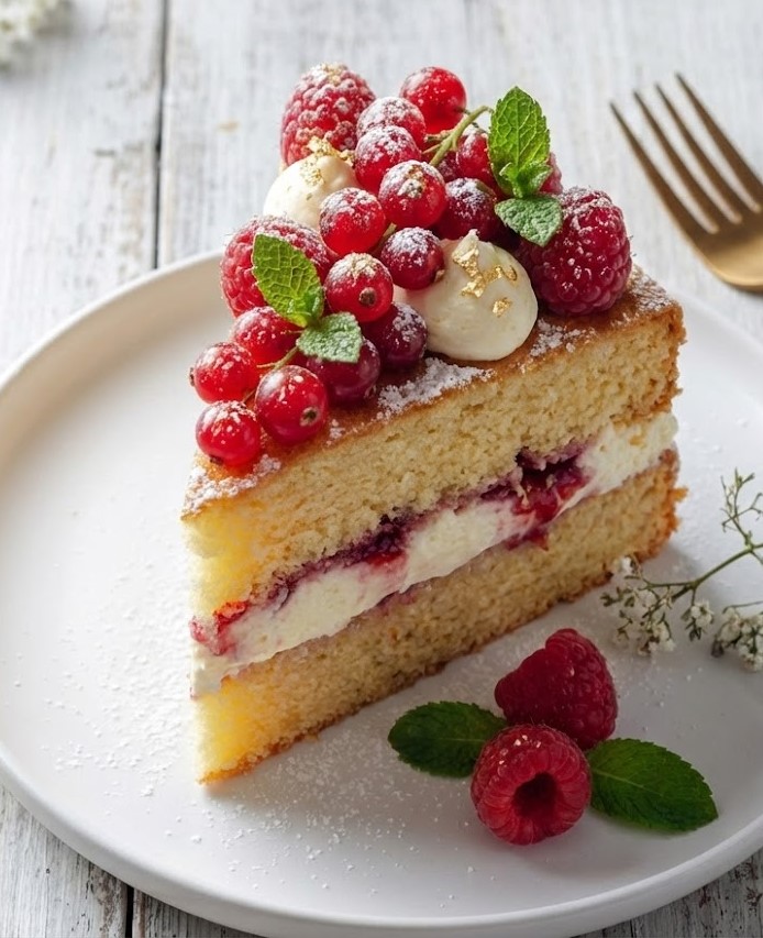 James Martin Victoria sponge cake with raspberries