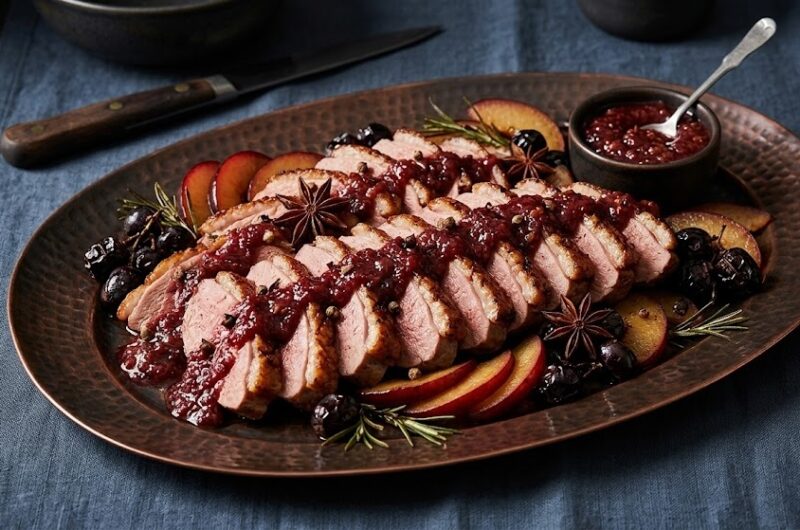 James Martin Roast Duck Recipe with Spiced Plum Sauce