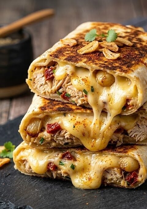 Cheesy Garlic Chicken Wrap Recipe