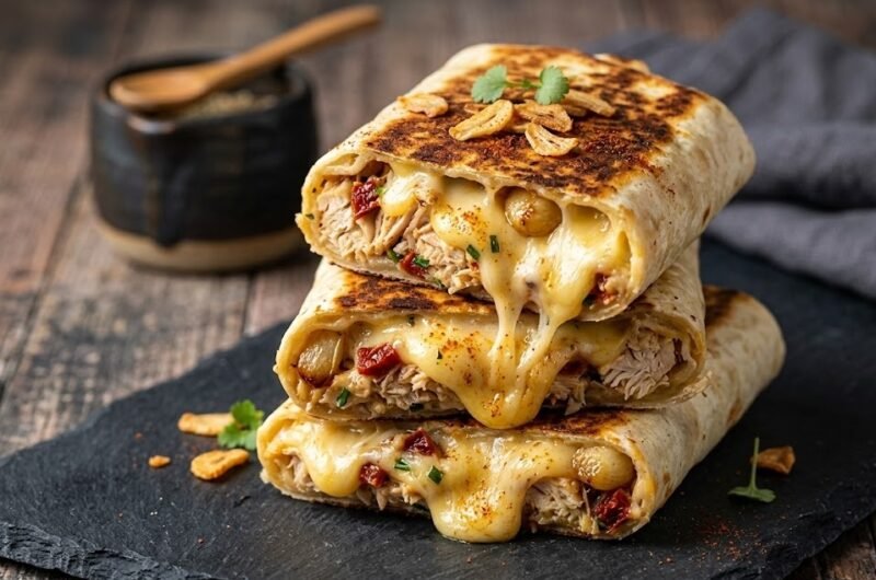 Cheesy Garlic Chicken Wrap Recipe