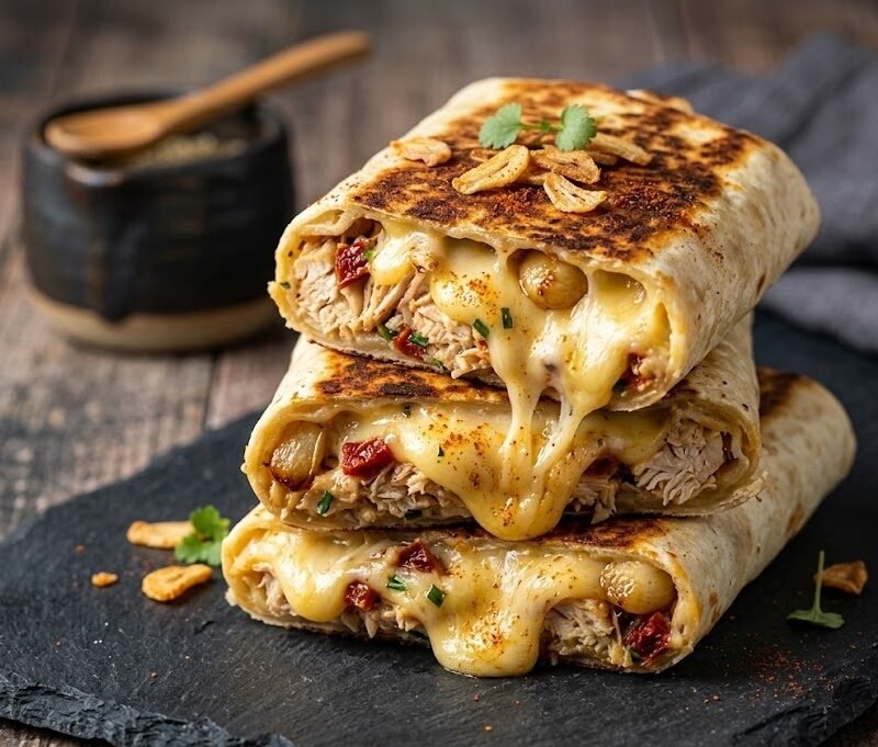 Cheesy Garlic Chicken Wrap Recipe