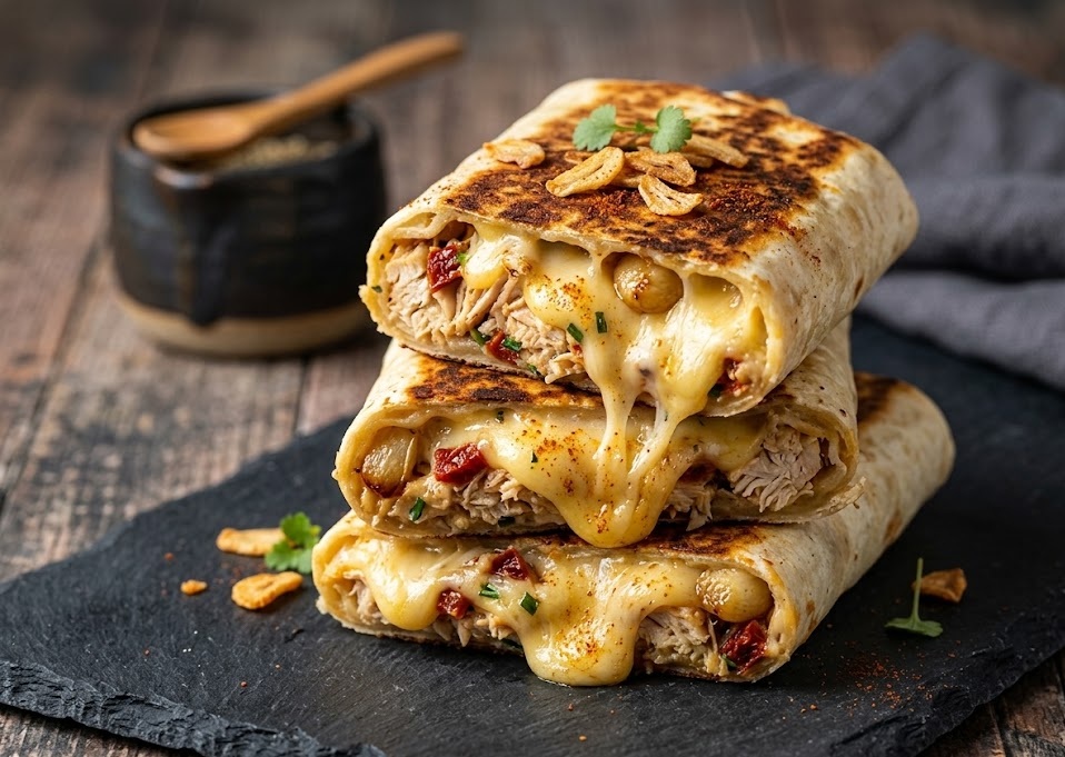 Cheesy Garlic Chicken Wrap Recipe